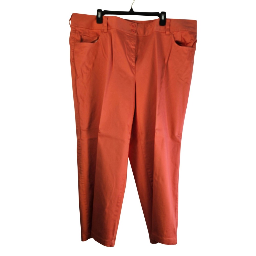 Talbots Woman Coral Pink Stretch Cotton Straight Leg Pants Size 24W